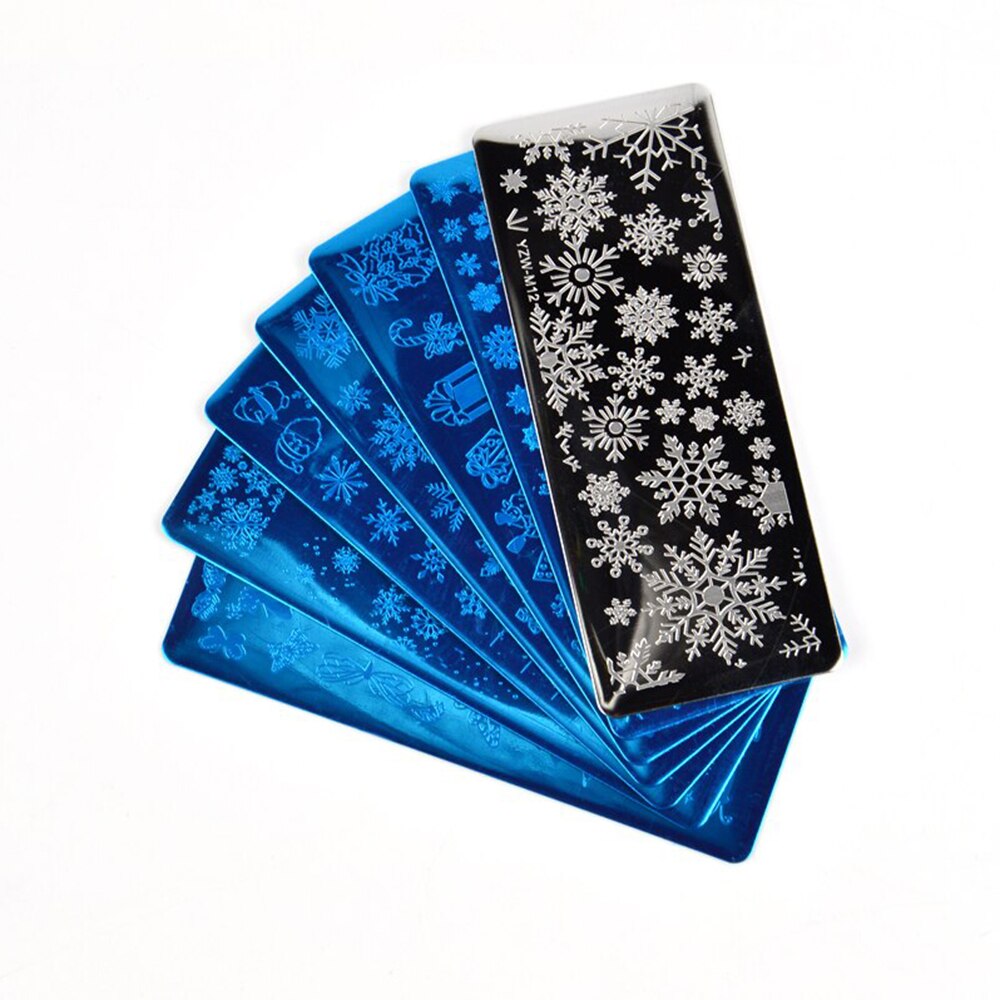 Kerst rechthoekige nagelprint stalen plaat mal kerstboom print sjabloon 6 x 12cm nail art transfer print tool
