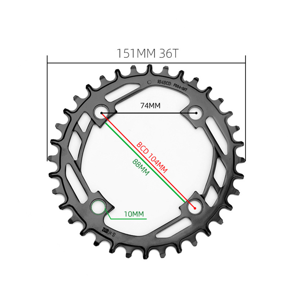 Plato ancho estrecho para bicicleta de montaña, piñón de acero, placa dentada, manivela 34/36/38T, monoplato, plato de ciclismo