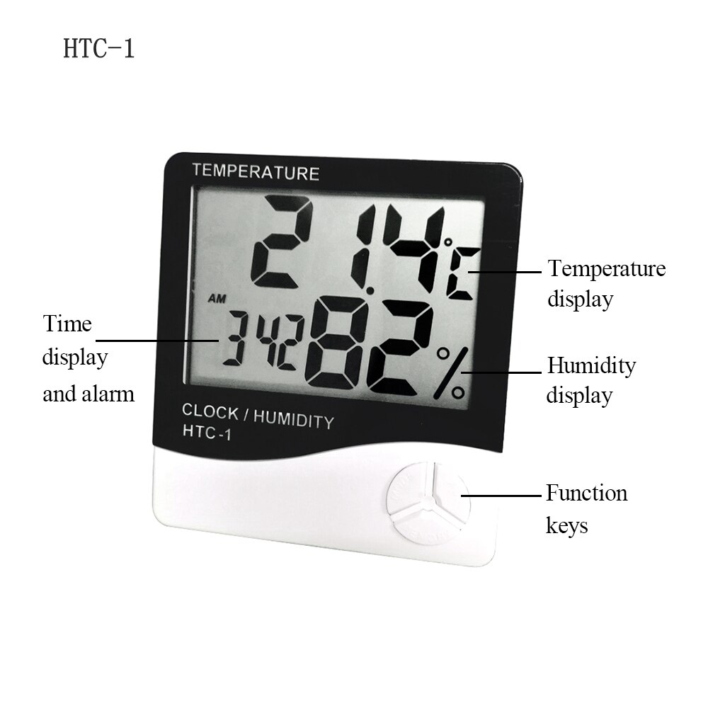 LCD Digital Thermometer Hygrometer Weather Station Home Indoor Outdoor C/F Temperature Humudity Meter With Alarm Clock
