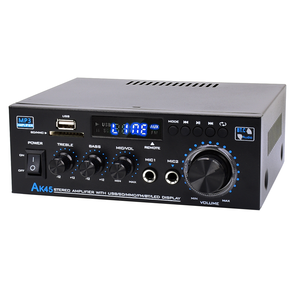 Woopker Amplifier AK45 HiFi Digital Amplifier Max Power 90Wx2 Channel 2.0 Bluetooth Surround Sound AMP Speaker for Home Car