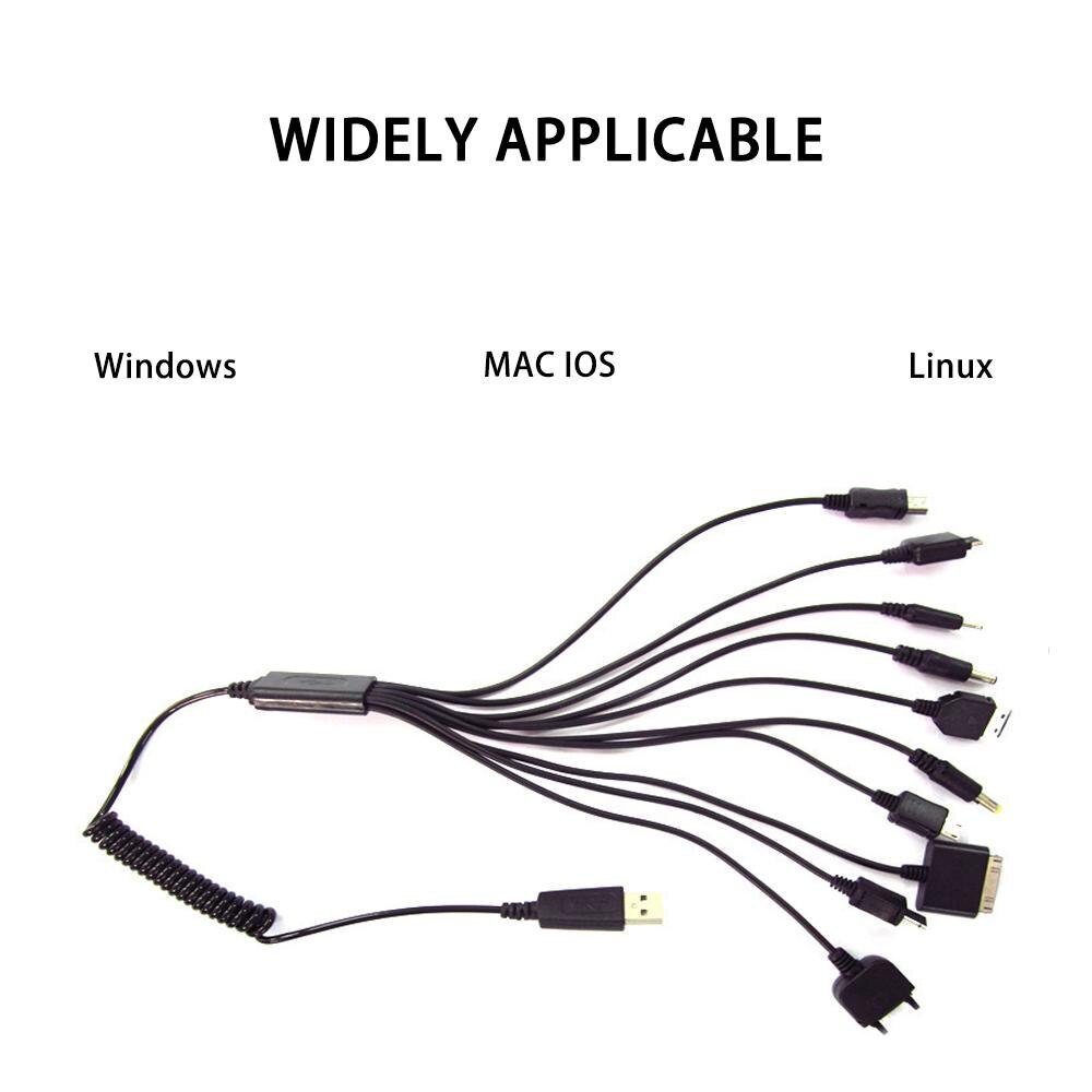 10-in-1 Usb 2.0 charging Cable Multiple Equipment Universal Retractable Portable Usb Charging Cable