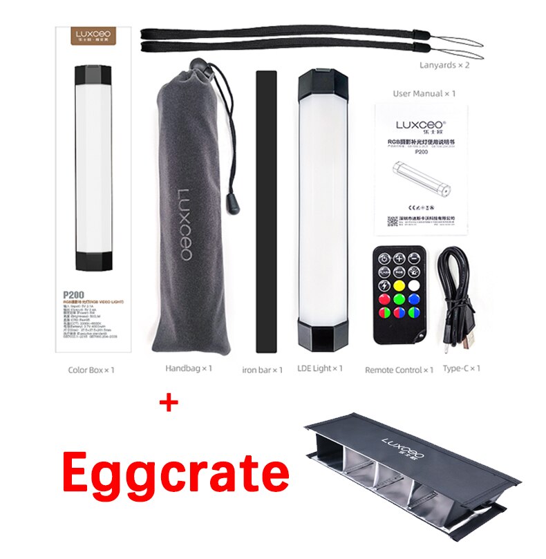 LUXCEO-Palo de luz LED P200 para fotografía, tubo impermeable de mano, RGB, luz suave, Control remoto por aplicación de teléfono portátil: Morado