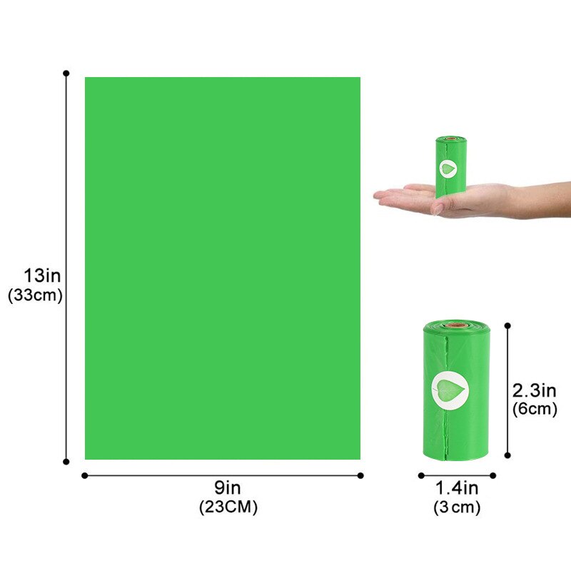 Pet Garbage Bags Corn Starch Biodegradable Dog Poo Bags Can Be Composted To Pick Up Poop Bags: Green Bags-1roll