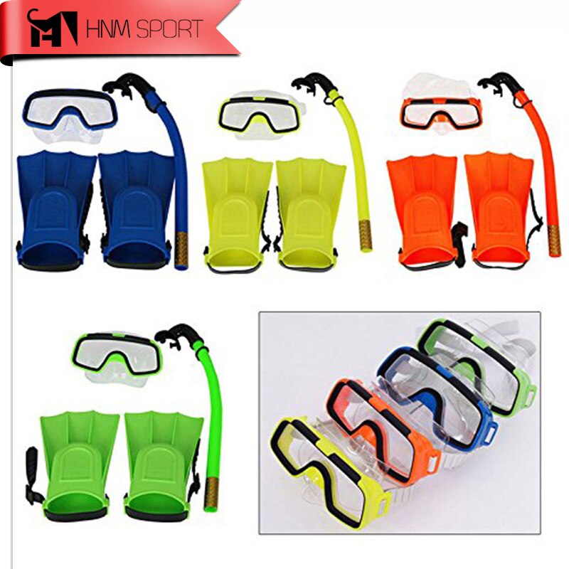 3 Pz/lotto Bambini silicone boccaglio Maschera Nuotare Immersione Subacquea Maschere Subacquee Snorkeling Immersioni Pinne impostato per Bambini Attrezzatura Subacquea