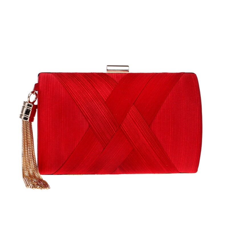 Avondtasje Kwastje Clutch Bags Schoudertas Vrouwelijke Zijde Banket Avondtassen Jurk Handtas Portemonnees En Handtassen: Rood