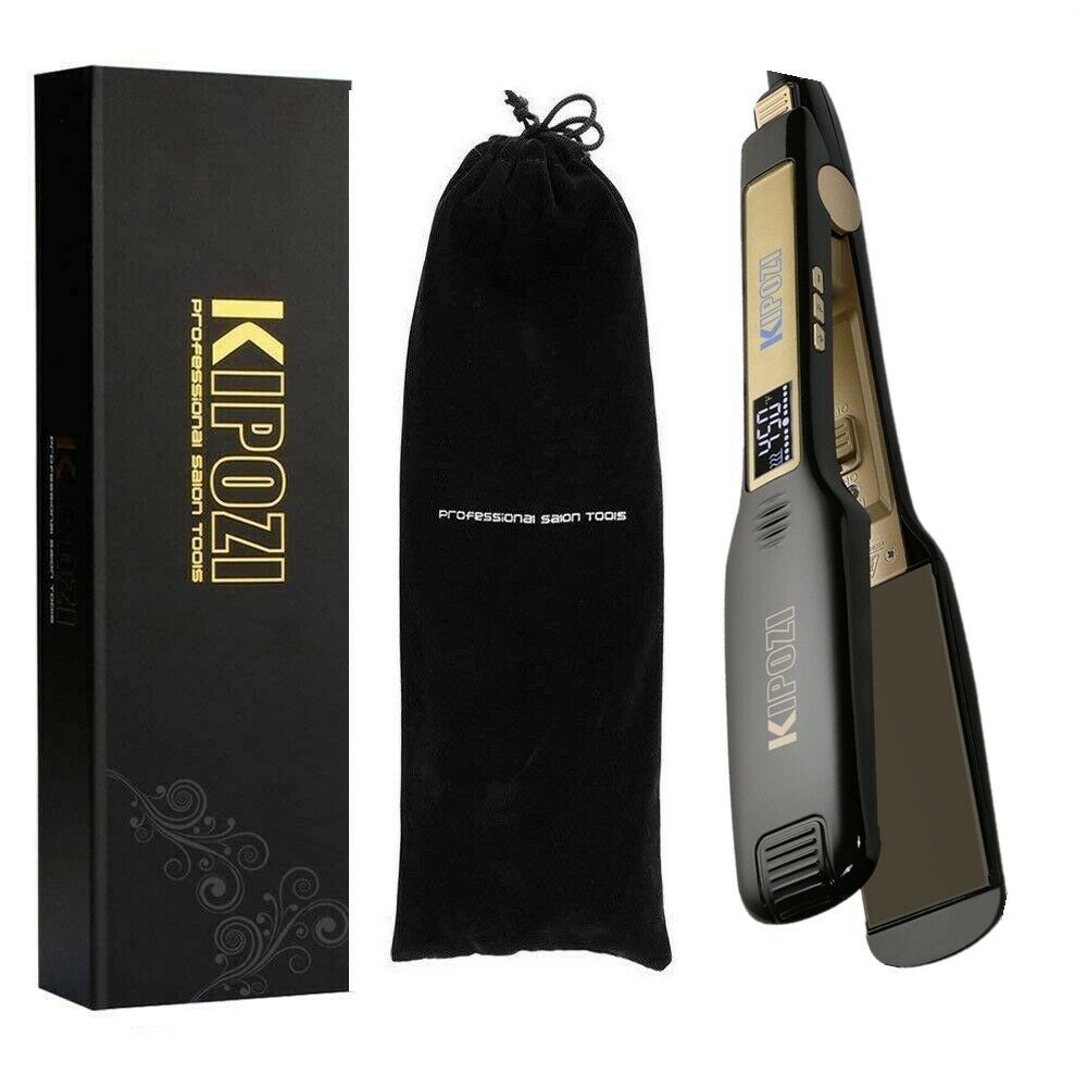 KIPOZI-plancha de pelo 2 en 1 de calentamiento rápido, plancha de pelo de vapor con pantalla LCD, temperatura ajustable, conveniente
