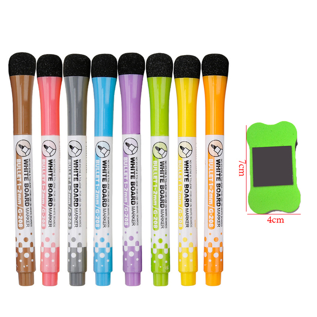 Stylos pour tableau blanc 8 couleurs, stylo magnétique à base d'eau avec capuchon effaçable, pointe Fine, peinture magnétique pour enfants, maison, bureau, école: vert clair
