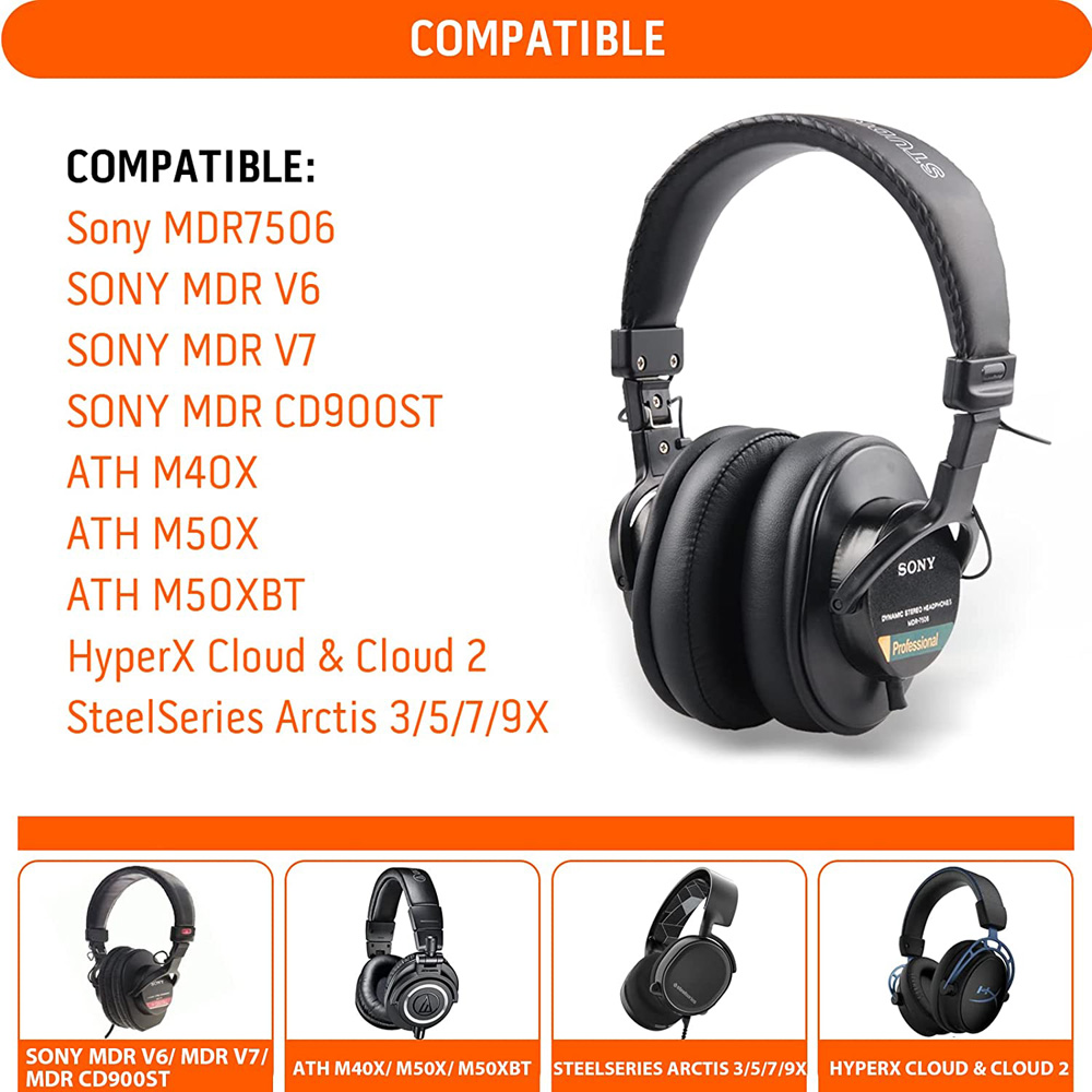 Vervanging Voor Sony Mdr 7506 Oorkussen Sony Mdr V6/Mdr V7/ MDR-CD900ST Eiwit Lederen Hoofdtelefoon Pads Fit Kussens