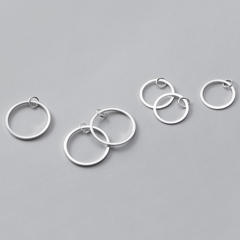 2 Stuks 925 Sterling Zilver Eenvoudige Ronde Dunne Cirkel Charms 12Mm 15.5Mm S925 Zilver Geometrie Oorbel Hangers Diy sieraden Bevindingen
