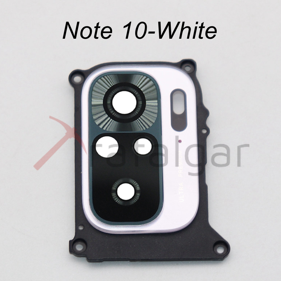 Original Rear Back Camera Glass Lens Cover For Xiaomi Redmi Note 10/Note10 Pro 5G Camera Glass+Frame Holder Bezel Replacement: Note10-White