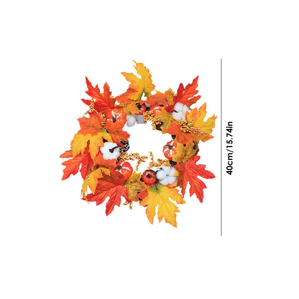 Tema de otoño puerta corona Artificial de cono de pino Arce Artificial guirnalda tela corona de mimbre Día de Acción de Gracias de la decoración del hogar: F