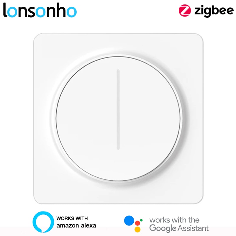 Lonsonho Zigbee Smart Dimmer Switch EU 220V Tuya Smart Life Compatible ZHA Zigbee2MQTT deCONZ Tasmota Alexa Google Home