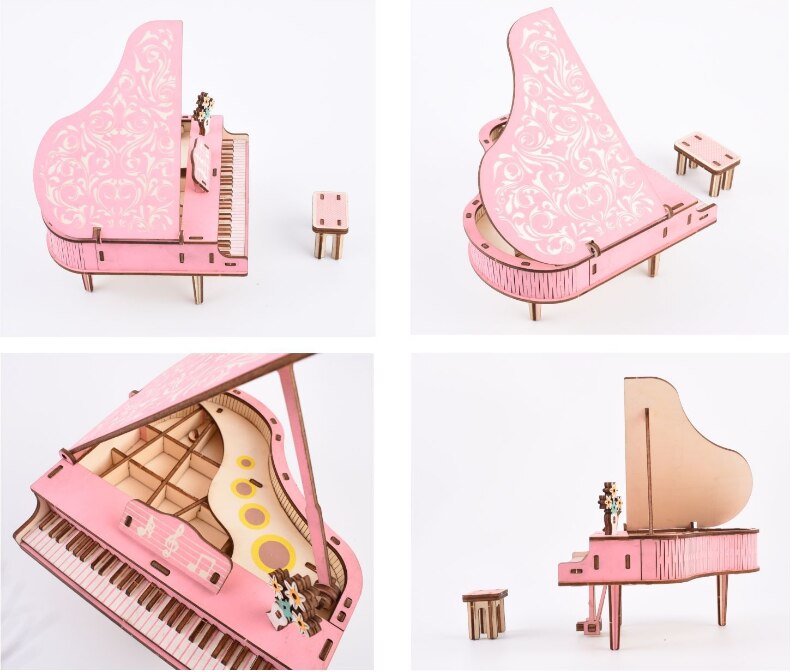 3D Houten Puzzel Educatief Speelgoed Diy Lasersnijden Multicolour Hout Ambacht Kits Montage Model Muziek Piano Voor Kids
