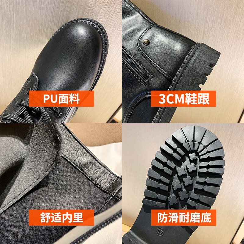 Buty białe buty ze skórki cielęcej zamek luksusowy projektant okrągły nosek niski głaz robić połowy łydki gumowe Med panie Lolita moda jesień