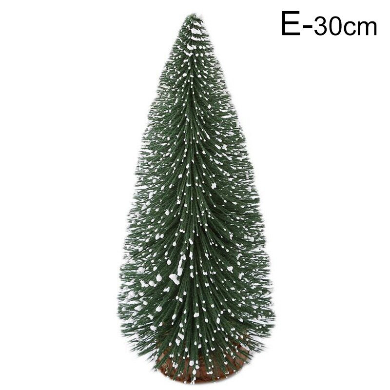 Mini Christmas Tree Multi Sizes Snow Wooden Pine Tree Christmas Party Desktop Table Ornaments Scene Landscaping Props: E