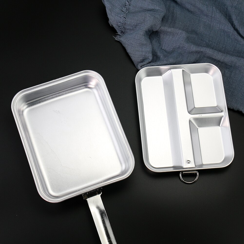 Outdoor Vierkante Aluminium Lunchbox Reizen Camping Barbecue Voedsel Serveren Student Kantine Gestoomde Lunchbox Draagbare