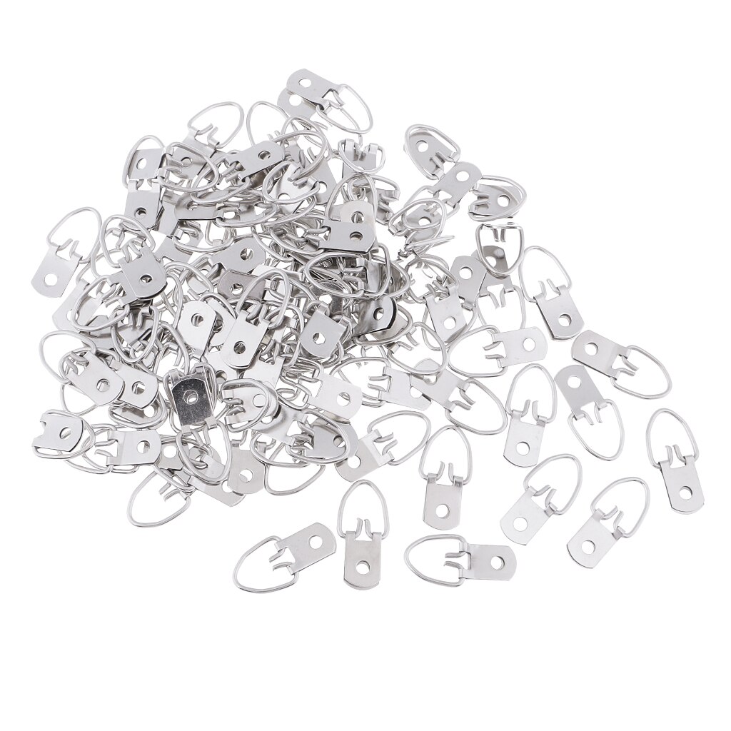 100Pcs Heavy Duty D Ring Picture Hangers Single Hole Photo Frame Hangers