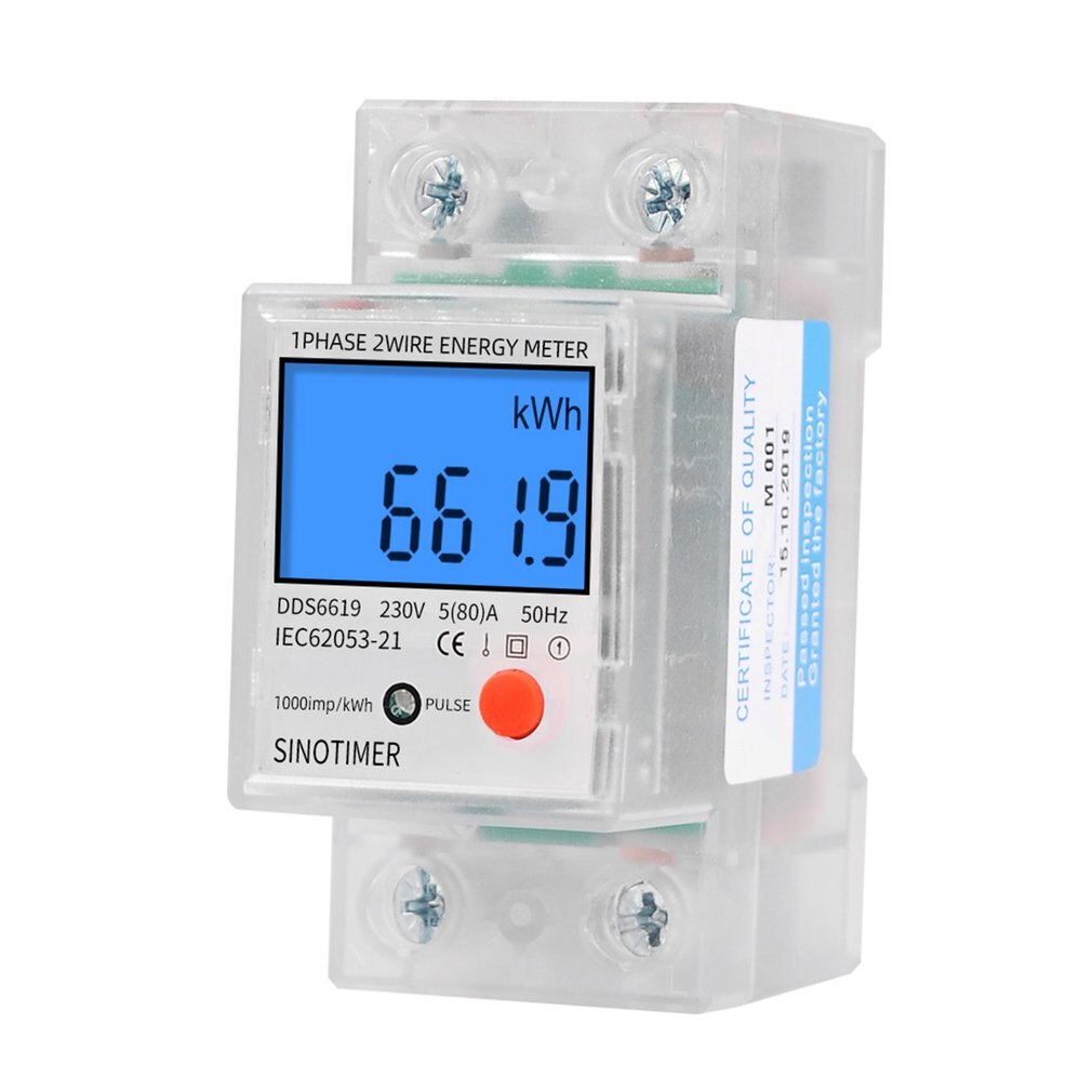 Din Rail Lcd Digital Backlight Energy Meter Single Phase Power Meter Kwh Power Consumption Electronic Wattmeter AC 230V 80A