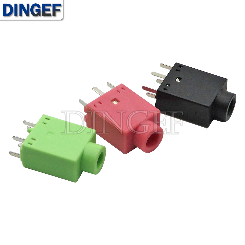 10 stk. pj -358 3.5mm hodetelefonkontakt 180 grader vertikal 5 pin  pj358