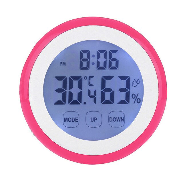 Wall Digital Temperature Humidity 90*90*26mm Time Clocks Backlight +/-1C Accuracy: Red