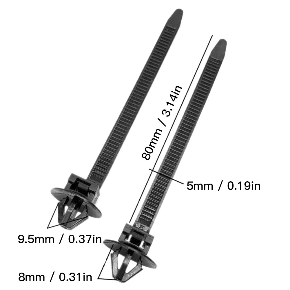 50PCS Car Cable Fastening Ties Nylon Black Car Auto Cable Strap Push Mount Wire Tie Retainer Clip Clamp