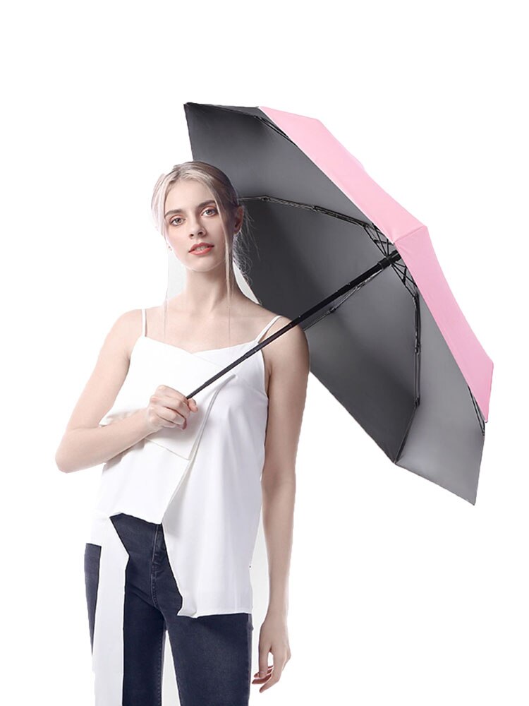 Cinco sosteniendo paraguas de sol protección sombrilla plegable con protección UV sombrilla de mujer lluvia de doble uso cápsula compacto portátil de bolsillo