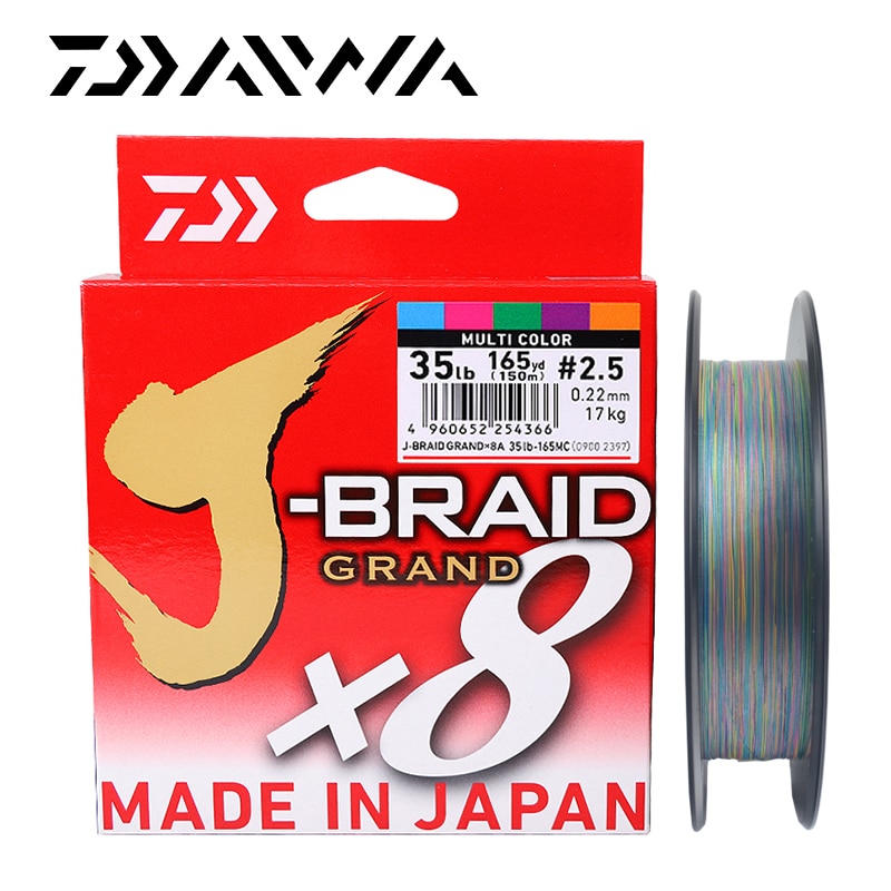 DAIWA-Sedal de pesca trenzado con 8 hebras, hilo original de J-Braid Grand, línea PE monofilamento, 135 m, 150 m, 10-60 lb, , hecho en japón