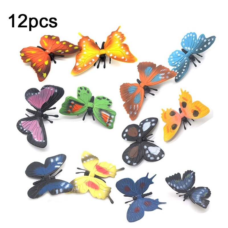 8Pcs/12Pcs Simulatie Statische Insect Model Ornamenten Set Realistische Vlinder Speelgoed