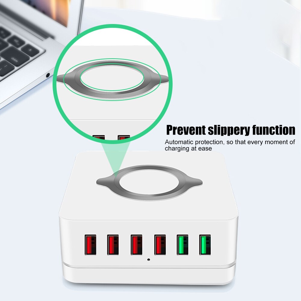 6 port 72w usb oplader 10w trådløs oplader hurtig opladning 3.0 hurtig mobiltelefon oplader til iphone 11 xs xr samsung  s10 s9