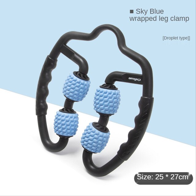 Massage Roller - 4 Wheel Foam Roller for Arm, Leg, Neck - Muscle Tissue Relief: Blue
