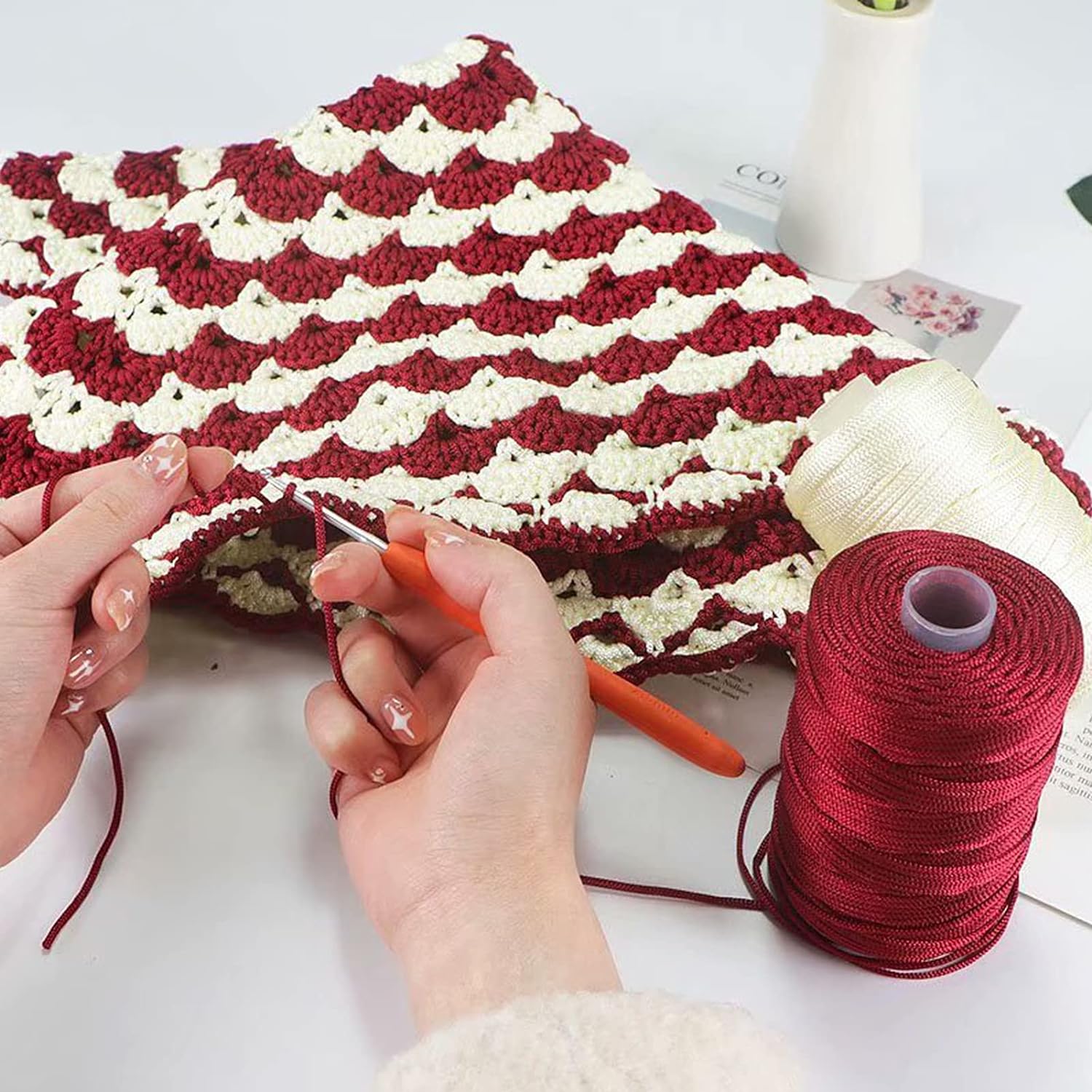 Cordón de macramé de polipropileno de 1,5mm y 200m, hilo artístico, tejido de colores, bolsa de ganchillo, manualidades para colgar, alfombra inferior