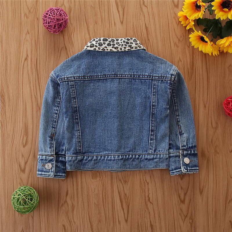 Humor Bear Autumn & Winter Fashionable Girls' Jacket Autumn Style Girl'S Colorblock Leopard Denim Jacket Clothing