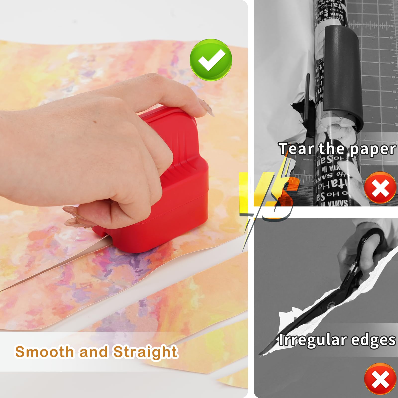 Taglierina per carta da regalo da 2 pezzi, taglierina per confezione regalo, taglierina per rotolo di carta da regalo natalizia con 2 zoppo intercambiabili