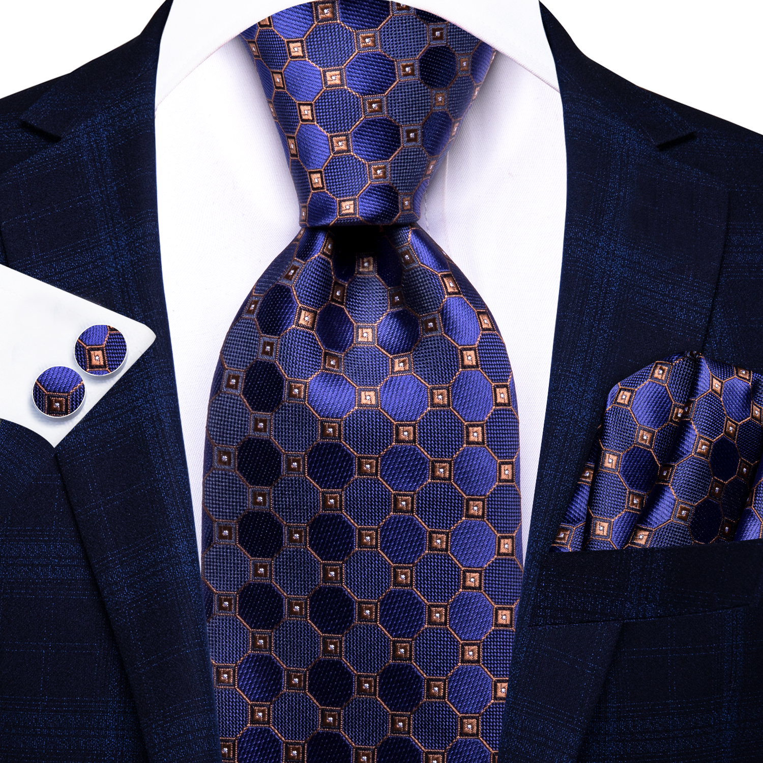 Hallo-binden Plaid Punkte Lila Grau Herren Elegante Krawatte Taschentuch Manschettenknöpfe für Rauchen Klassische Seide Luxus Krawatte für Mann