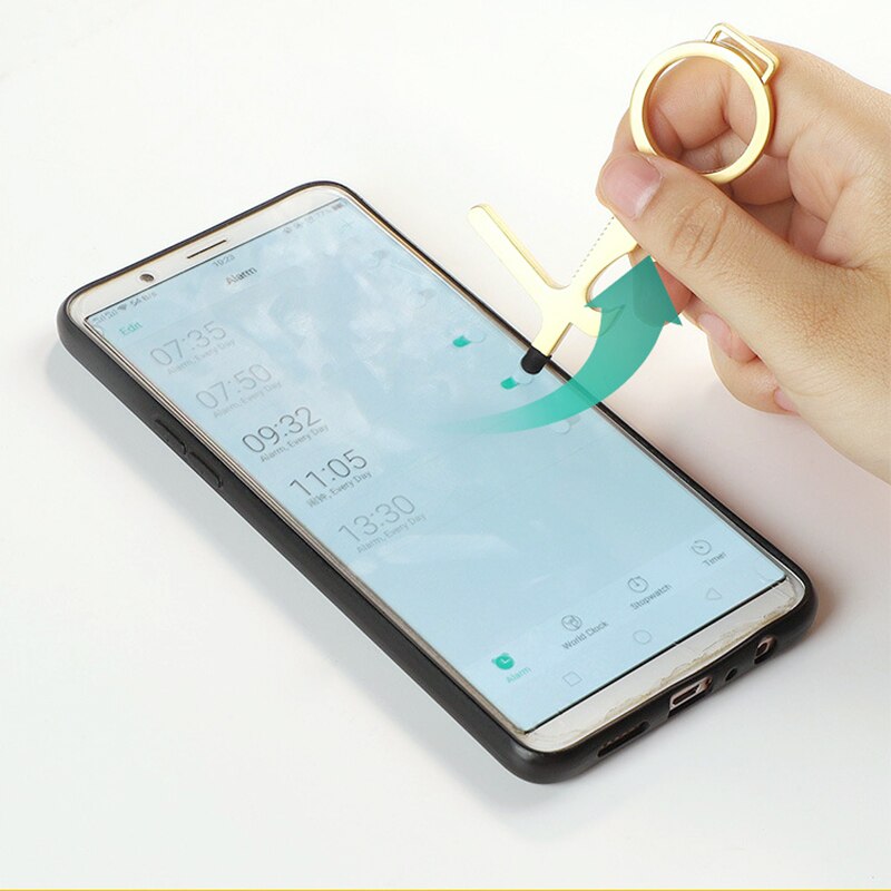 1pcs Door Handle Keychain Portable Stick Non-contact Hygiene Hand Press Elevator Tool Door Opener Avoid Touching Key Buckle 12