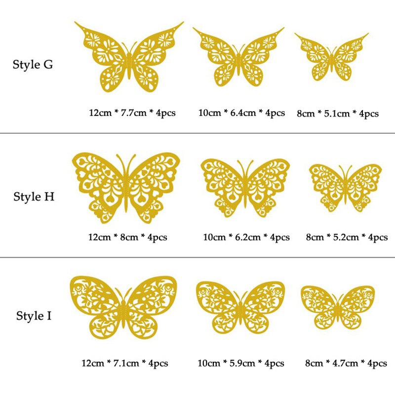 12pcs/set 3D Hollow Butterflies Wall Sticker for Home decoration Living room bedroom for Party Wedding decor Butterfly stickers