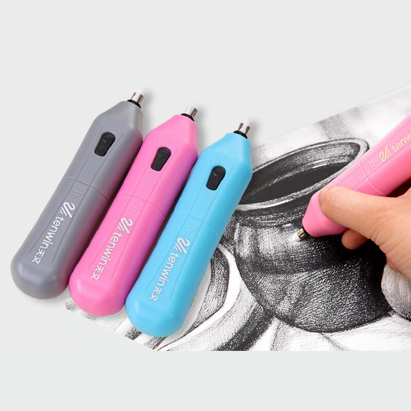 Goma eléctrica creativa para niños, goma de alta luz, con batería, borrador automático para bocetos, , suministros escolares