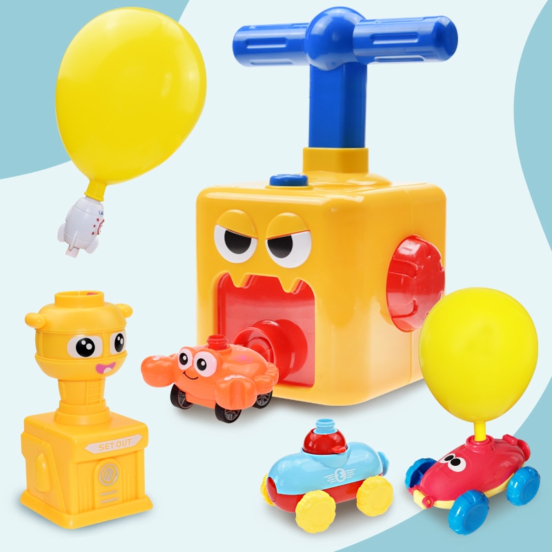 Inertie Ballon Launcher En Aangedreven Auto Set Voor Kids Experiment Craft Speelgoed Willekeurige Kleur Voertuigen Aanwezig