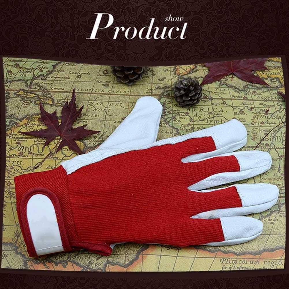 1 paar monteur werkhandschoen lederen lasjas zware industriële handschoen rood wit zware sport beschermende handschoenen sporthandschoen