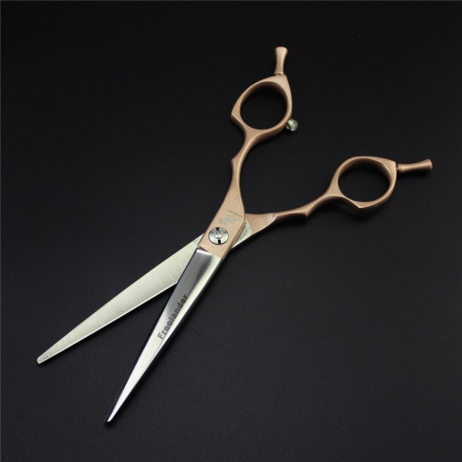 6.5inch Curved Scissor Thinning Shears Dog Scissors Pet Grooming Shear Hairdressing Tool Pet Groomer Accessory: golden cutting