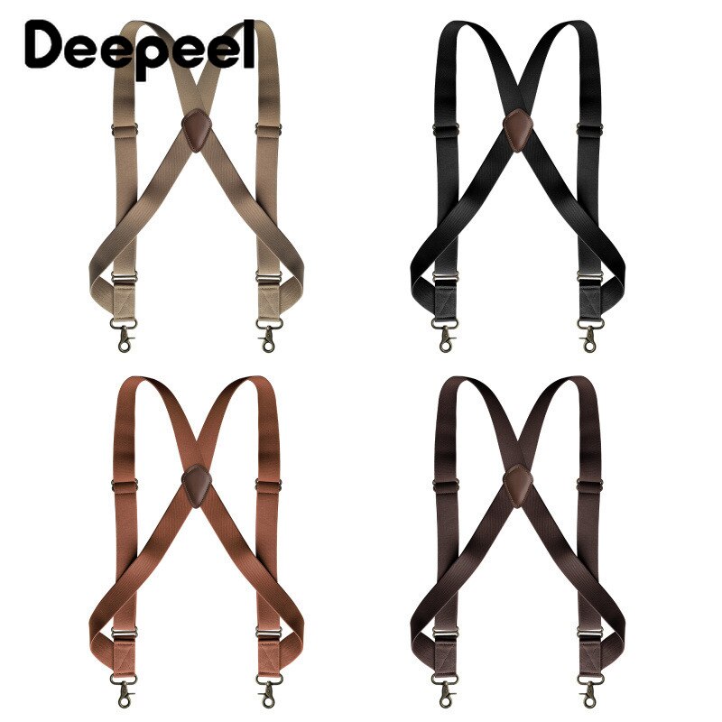 Deepeel 1Pc 3.5X125cm Mannen Jarretel X-Vormige Stretch Brede Bretels Werk Bretels Haak Gesp 2 Clips Bandjes man Jockstrap