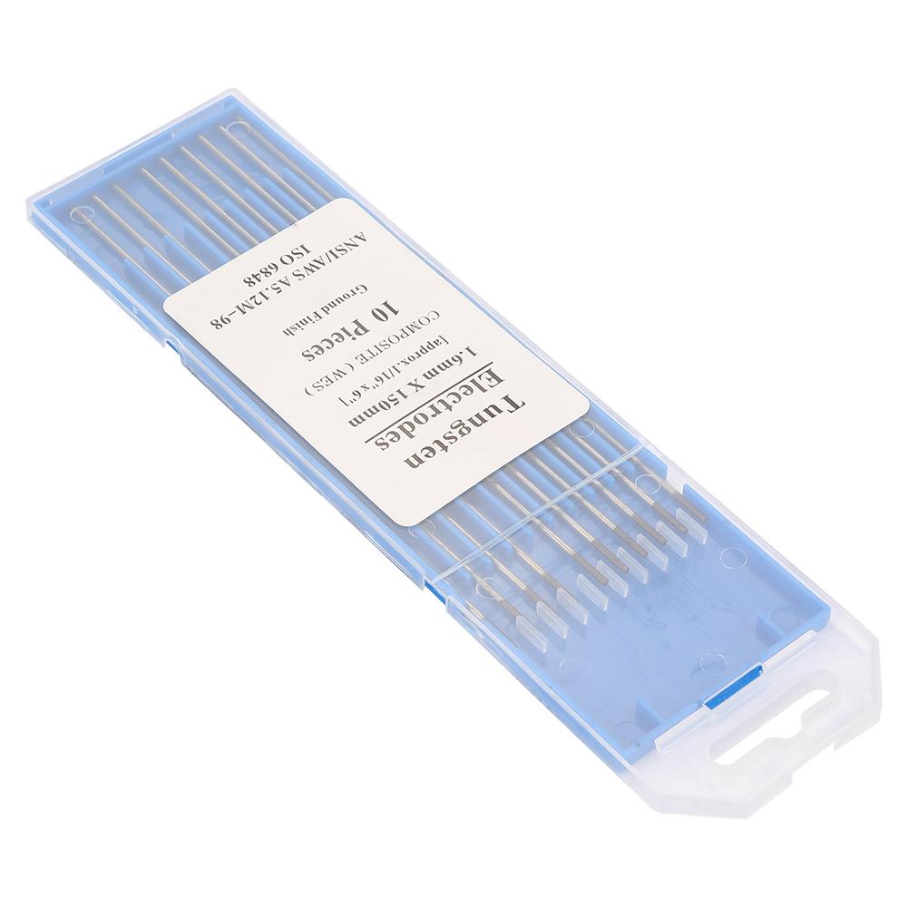 Cabezal de electrodo de tungsteno compuesto púrpura, varilla de tungsteno TIG de 1,6x150mm, 10 piezas