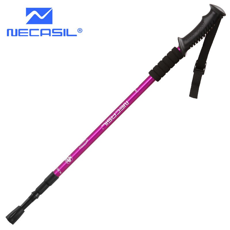 Outdoor Camping Walking Stick Telescopic Hiking Stick Aluminum Foldable Hiking Poles Outdoor Accessories For Trekking Camping: Purple