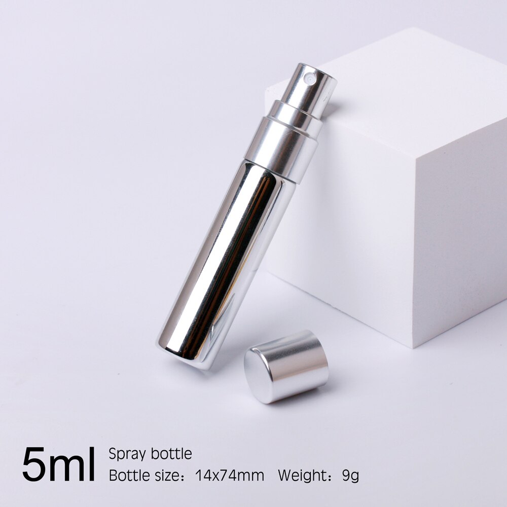 100 sztuk/partia 5ml mini butelka perfum aluminiowe butelki z atomizerem próbką puste złoto srebro czarne szklane fiolki
