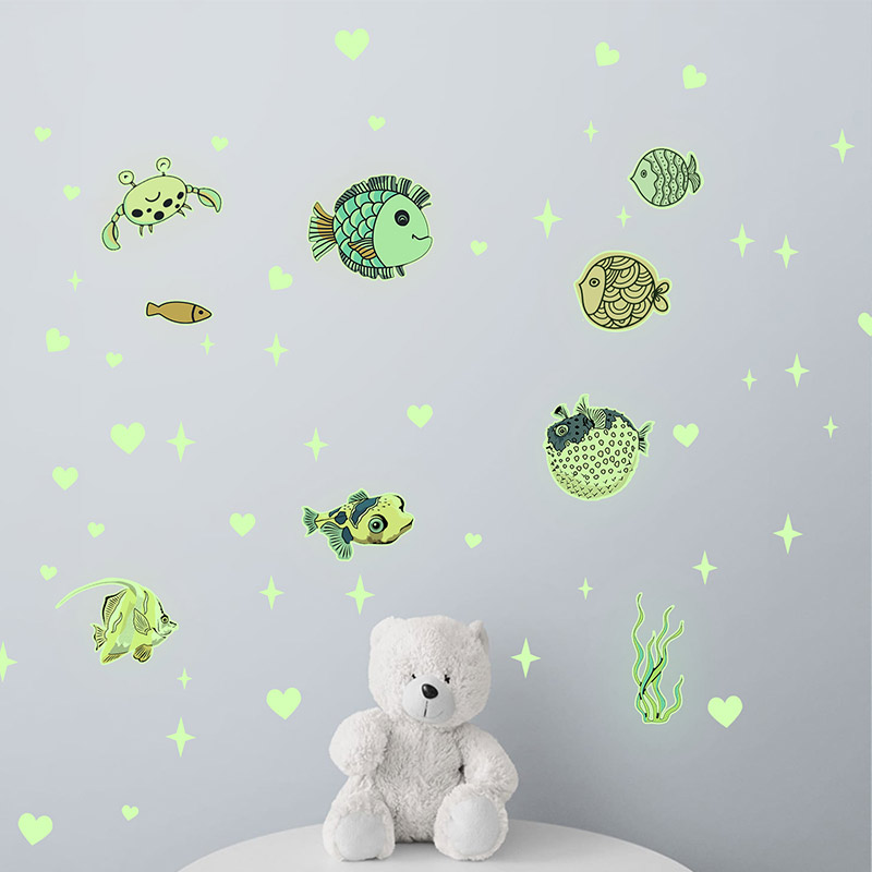 Cartoon Luminous Wall Stickers Home Decor Kawaii Moon Star Animal Wallpaper Kids Room Mural Nursery Poster Bedroom Decoration