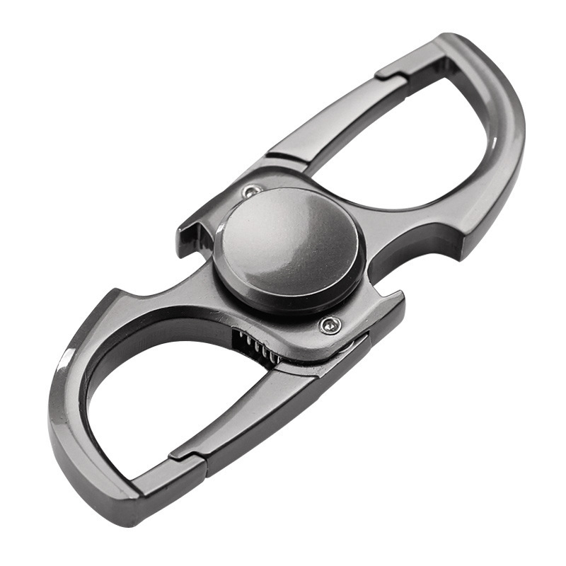 1 stk flaskeåbner nøglering fidget spinner med 2 alu nøgleringe til mænd kvinder nøglering flaskeåbner holdbar: 1 stk sølv