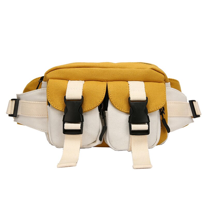 Neue Hüfte hüpfen Taille Tasche Für Frauen Taille Gürtel Taschen Koreanische Harajuku Crossbody Brust Tasche Telefon Pack Multi-tasche kontrast fanny Pack: Gelb  Taille Tasche