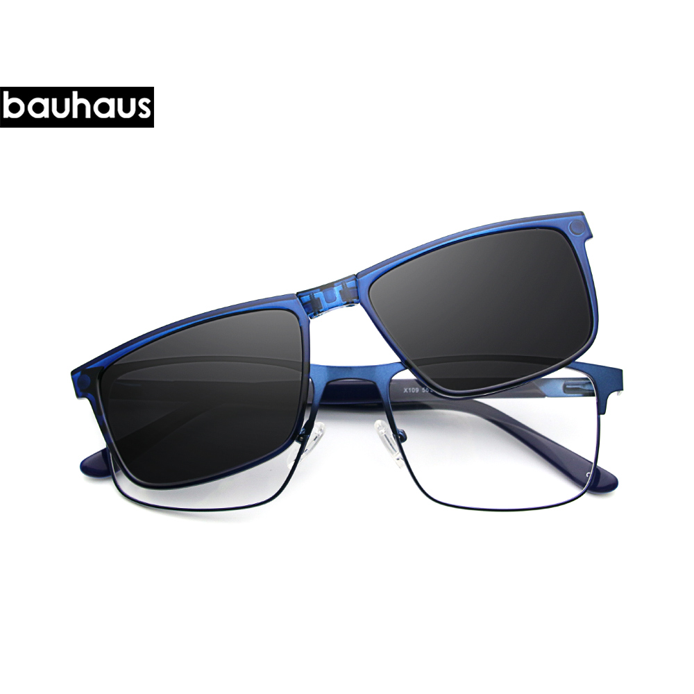 X109 2 en 1 aimant polarisé pince lunettes cadre hommes optique myopie pince lunettes pour hommes lunettes cadre: WHITE