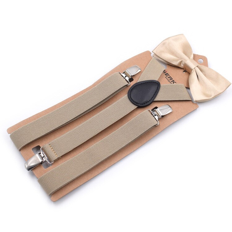 2,5x110 cm Soild Bunte Hosenträger Bowtie einstellen Schön Polyester charmant Y-zurück Hosenträger Erwachsene Schmetterling Gürtel Bogen krawatte Einstellbare: Kakifarbig