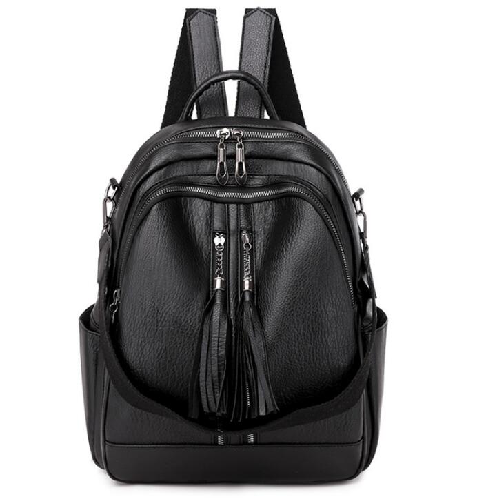 Chuwanglin bagpack sacos de escola adolescentes meninas mochilas de couro do sexo feminino bolsas de ombro bolsa de viagem mochila p50406: tassel-black